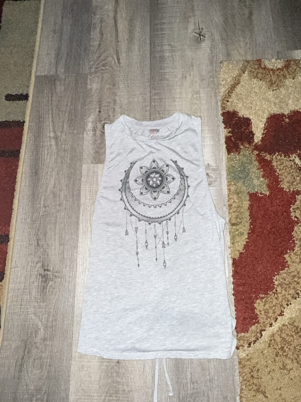 No Boundaries Light Gray Muscle Tee with Dreamcatcher Graphic